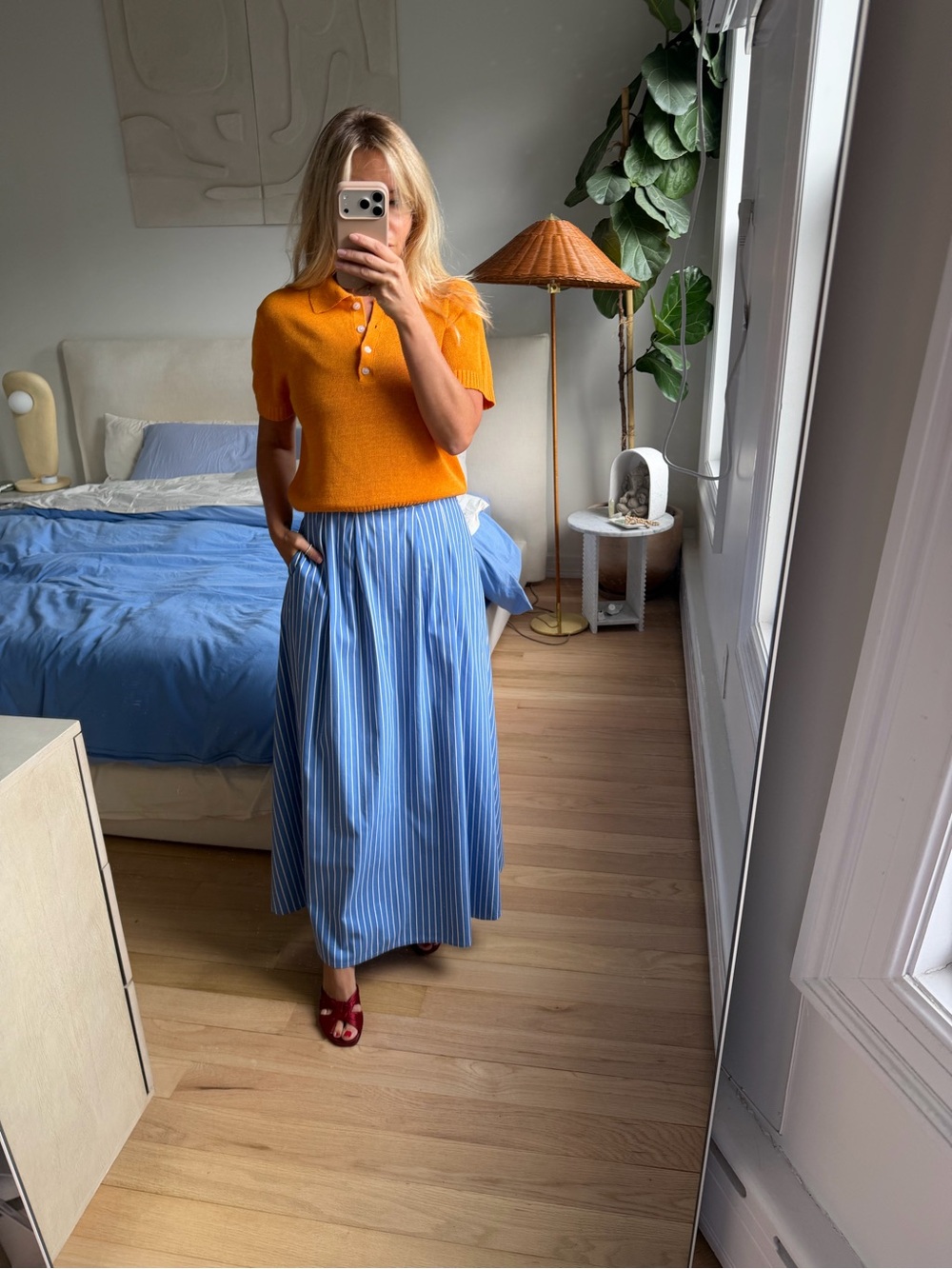 Reformation Blue Striped Skirt Size Small